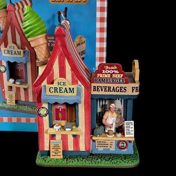 Lemax Summer Carnival Hamburger and Ice Cream Stand Village Accessory #83366 - Picture 1 of 14